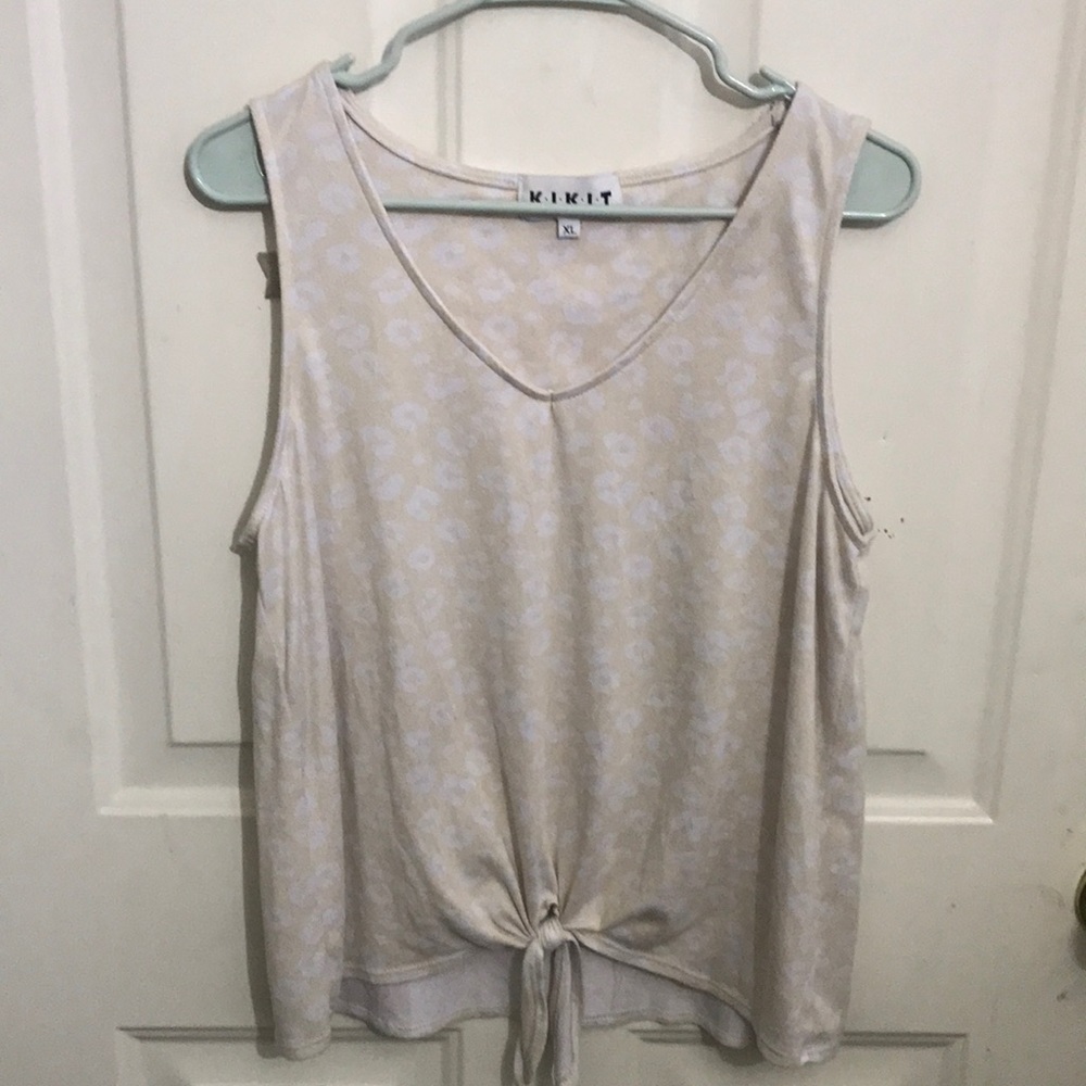 Kikit Brand Cheetah Tie Front Tank Top
